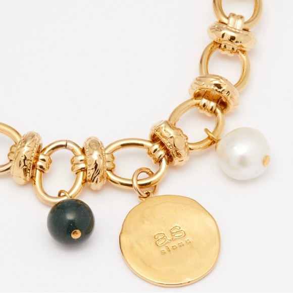 New w/ Tags By Alona Cielo Pearl, Agate & 18kt gold-Plated Anklet - Picture 5 of 7